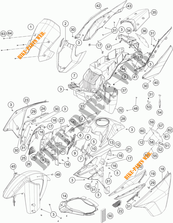 PLÁSTICOS para KTM 1190 ADVENTURE ABS ORANGE 2016