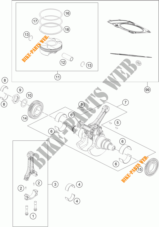 CAMBOTA / PISTÃO para KTM 1190 ADVENTURE ABS GREY WES. 2015