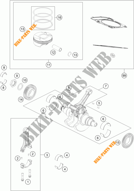 CAMBOTA / PISTÃO para KTM 1050 ADVENTURE ABS 2015