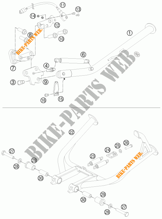 DESCANSO LATERAL / CENTRAL para KTM 990 ADVENTURE WHITE ABS SPECIAL EDITION 2012