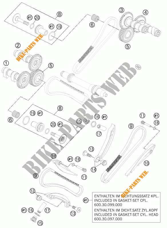 DISTRIBUIÇÃO para KTM 990 ADVENTURE ORANGE ABS SPECIAL EDITION 2012
