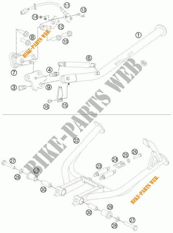 DESCANSO LATERAL / CENTRAL para KTM 990 ADVENTURE WHITE ABS 2011