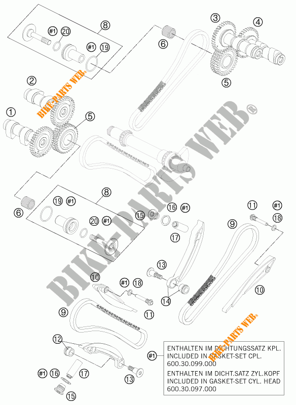 DISTRIBUIÇÃO para KTM 990 ADVENTURE ORANGE ABS 2011