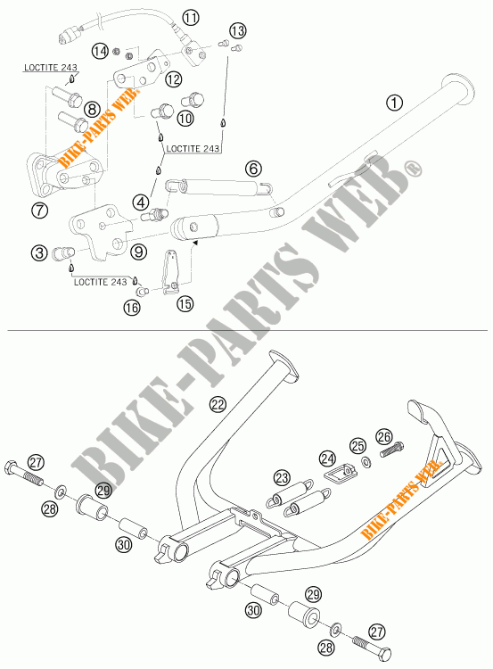 DESCANSO LATERAL / CENTRAL para KTM 990 ADVENTURE ORANGE ABS 2007