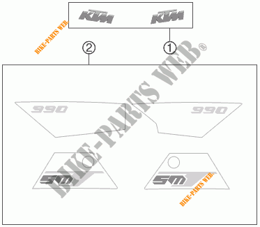 ADESIVOS para KTM 990 SUPERMOTO T ORANGE ABS 2012