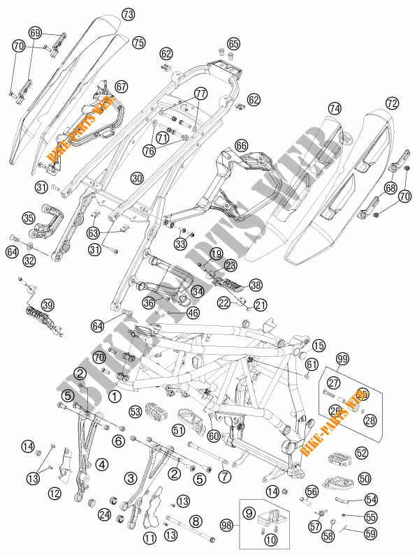 QUADRO para KTM 990 SUPERMOTO T ORANGE ABS 2012