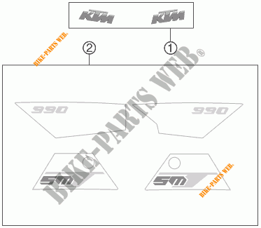 ADESIVOS para KTM 990 SUPERMOTO T BLACK ABS 2012