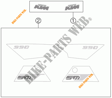 ADESIVOS para KTM 990 SM-T BLACK ABS SPECIAL EDITION 2012