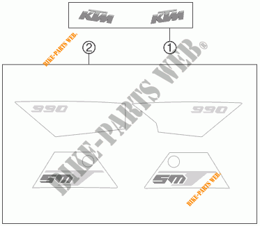 ADESIVOS para KTM 990 SM-T WHITE ABS SPECIAL EDITION 2012