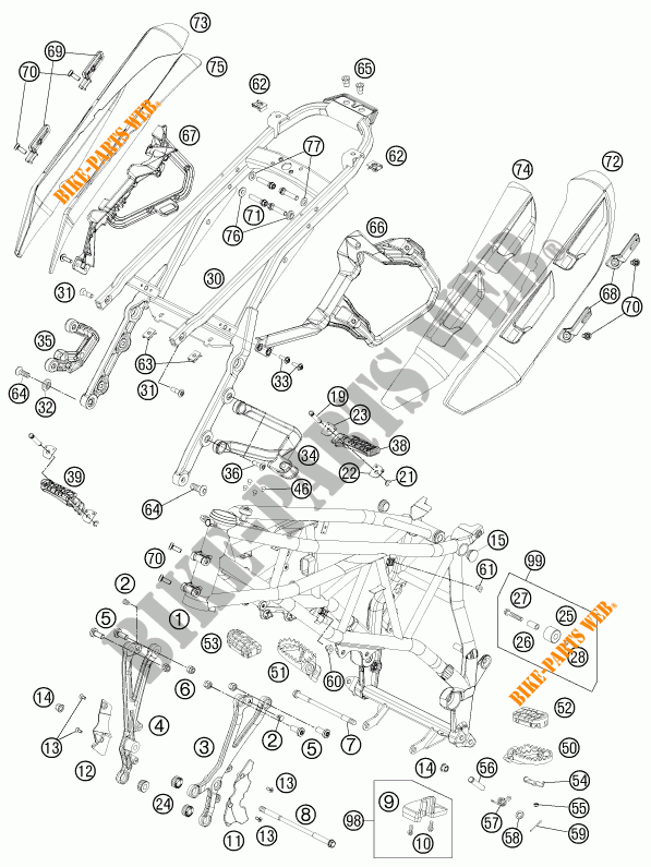 QUADRO para KTM 990 SM-T WHITE ABS SPECIAL EDITION 2012