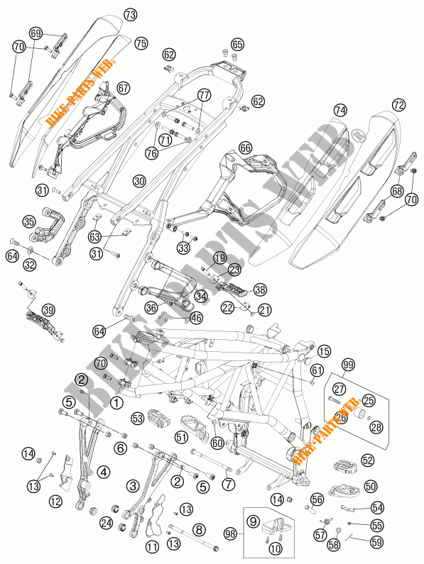 QUADRO para KTM 990 SUPERMOTO T WHITE ABS 2011