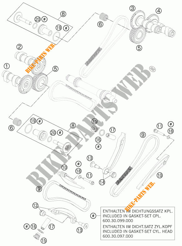 DISTRIBUIÇÃO para KTM 990 SUPERMOTO T ORANGE ABS 2011