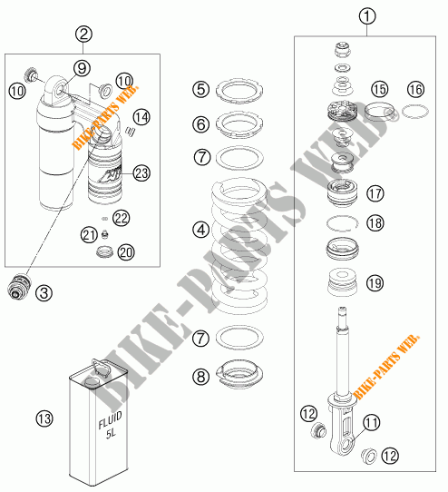 AMORTECEDOR (PEÇAS) para KTM 990 SM-T ORANGE ABS SPECIAL EDITION 2011
