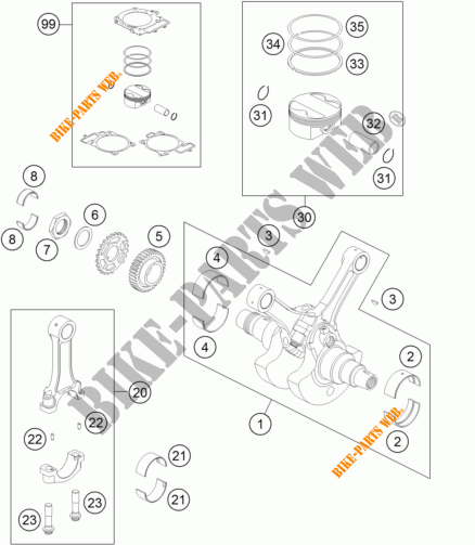 CAMBOTA / PISTÃO para KTM 990 SM-T ORANGE ABS SPECIAL EDITION 2011