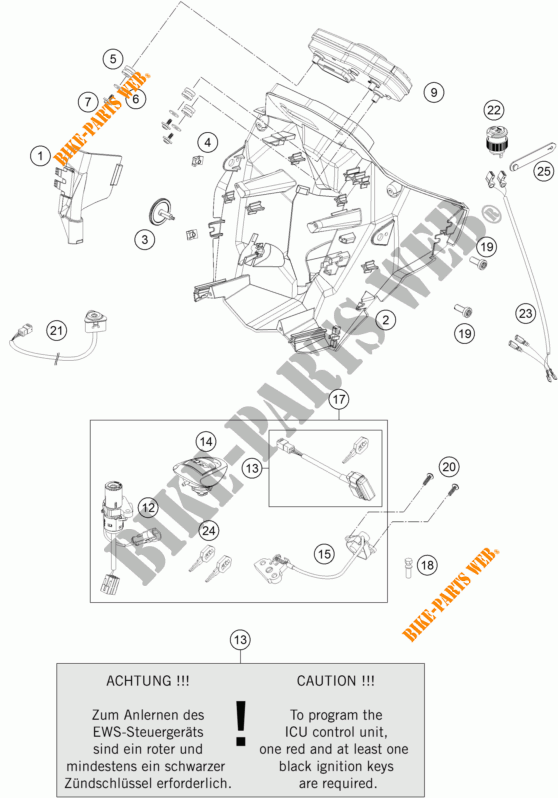 CHAVE DE IGNIÇÃO para KTM 990 SM-T ORANGE ABS SPECIAL EDITION 2011