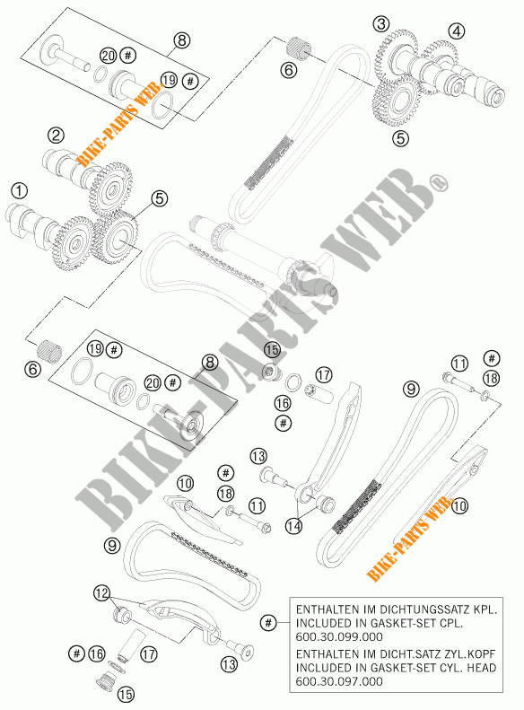 DISTRIBUIÇÃO para KTM 990 SM-T ORANGE ABS SPECIAL EDITION 2011