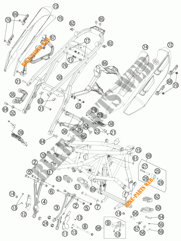 QUADRO para KTM 990 SM-T ORANGE ABS SPECIAL EDITION 2011