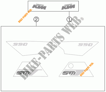 ADESIVOS para KTM 990 SUPERMOTO T BLACK ABS 2011