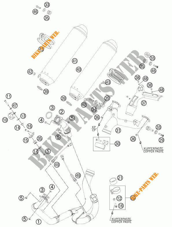ESCAPE para KTM 990 SUPERMOTO T ORANGE ABS 2011