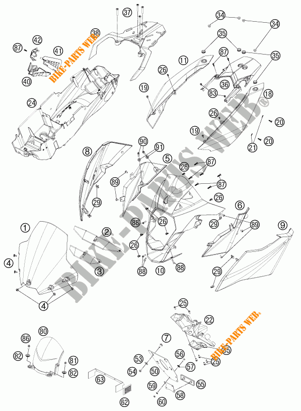 PLÁSTICOS para KTM 990 SUPERMOTO T ORANGE ABS 2011