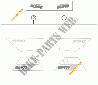 ADESIVOS para KTM 990 SUPERMOTO T ORANGE ABS 2011