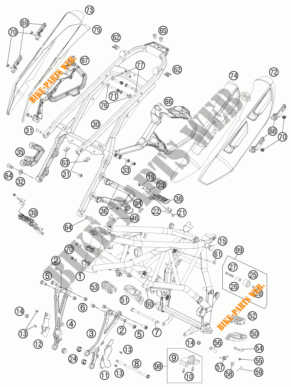 QUADRO para KTM 990 SUPERMOTO T ORANGE ABS 2011