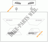 ADESIVOS para KTM 990 SUPERMOTO T WHITE ABS 2011