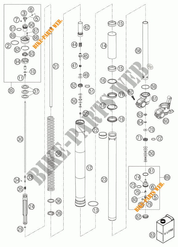 FORQUETA (PEÇAS) para KTM 660 SM FACTORY REPLICA 2002