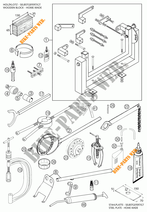 FERRAMENTAS ESPECÍFICAS (MOTOR) para KTM 640 LC4 SUPERMOTO ORANGE 2003