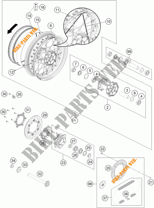 RODA TRASEIRA para KTM 690 SMC R ABS 2016