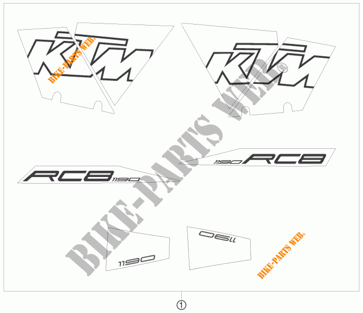 ADESIVOS para KTM 1190 RC8 WHITE 2009