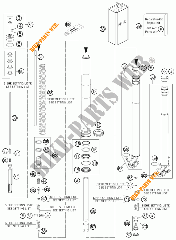 FORQUETA (PEÇAS) para KTM 500 XC-W 2015