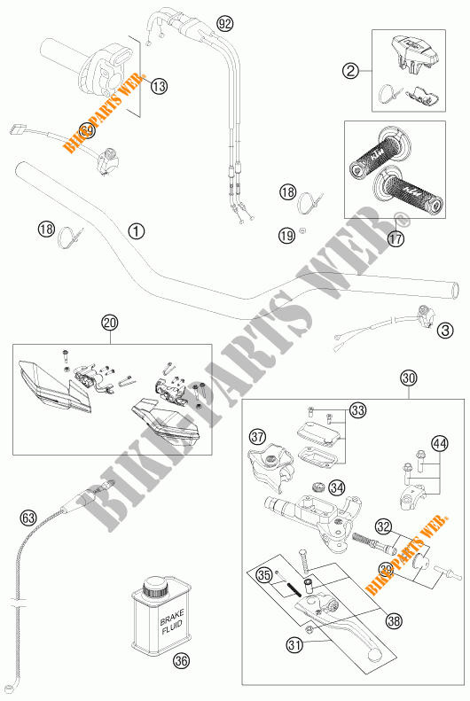 GUIADOR / CONTROLES para KTM 500 XC-W 2014