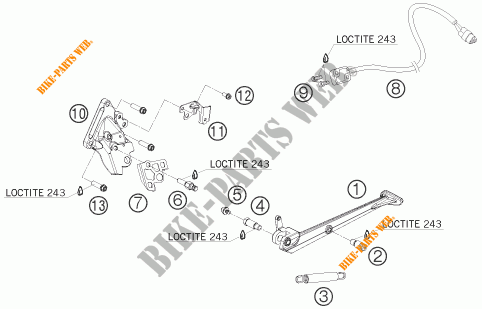 DESCANSO LATERAL / CENTRAL para KTM 1190 RC8 WHITE 2008