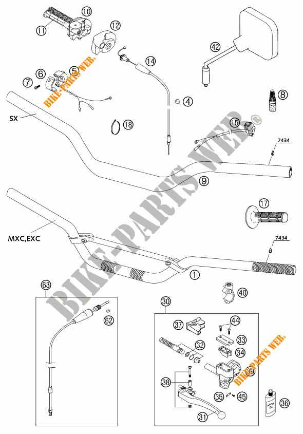 GUIADOR / CONTROLES para KTM 300 MXC 2002