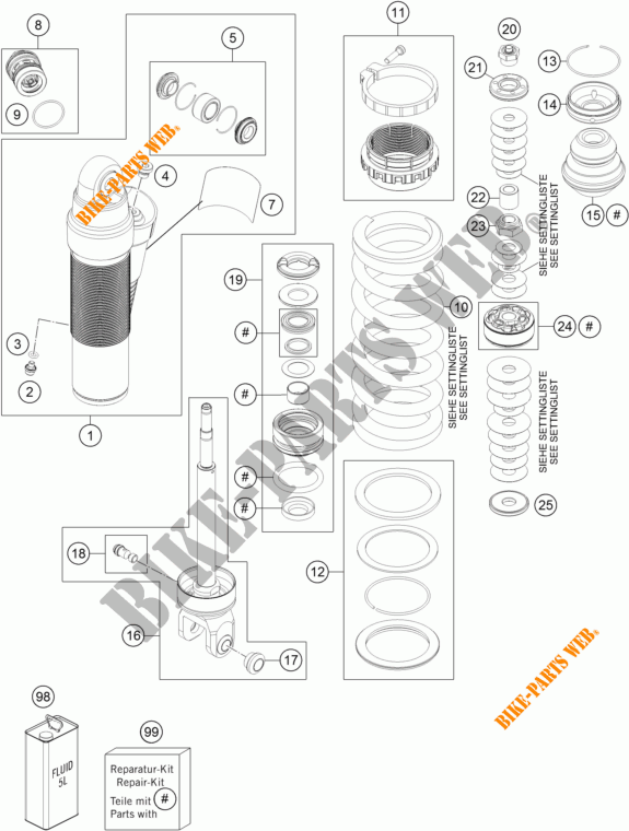 AMORTECEDOR (PEÇAS) para KTM 125 XC-W 2017
