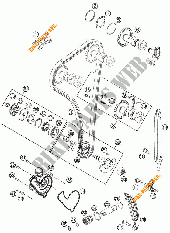 DISTRIBUIÇÃO para KTM 250 XCF-W 2014