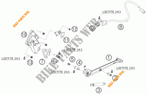 DESCANSO LATERAL / CENTRAL para KTM 1190 RC8 WHITE 2008