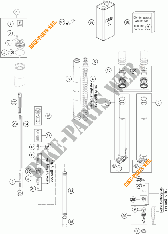 FORQUETA (PEÇAS) para KTM 250 XCF-W 2016
