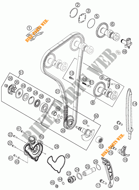 DISTRIBUIÇÃO para KTM 250 XC-F 2015