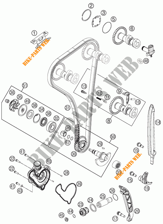 DISTRIBUIÇÃO para KTM 250 XC-F 2014