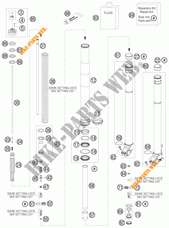 FORQUETA (PEÇAS) para KTM 450 XC-W CHAMPION EDITION 2010