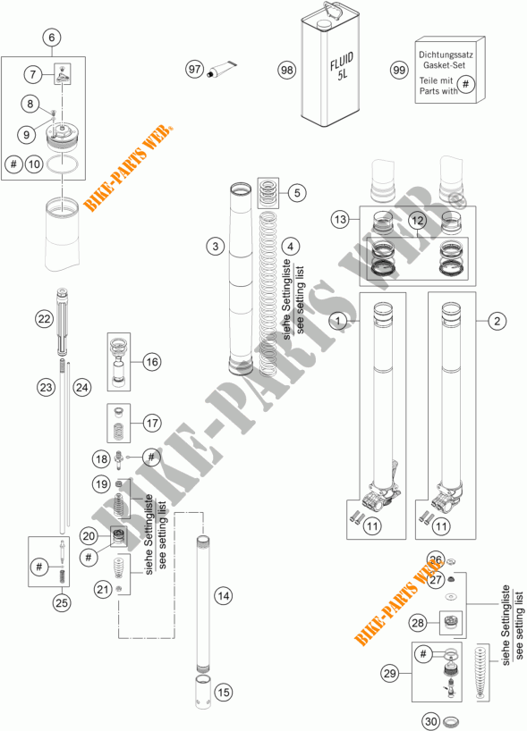 FORQUETA (PEÇAS) para KTM 450 XC-W 2016