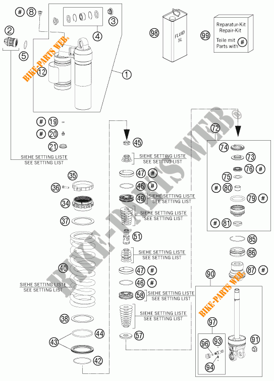 AMORTECEDOR (PEÇAS) para KTM 450 XC-W 2015