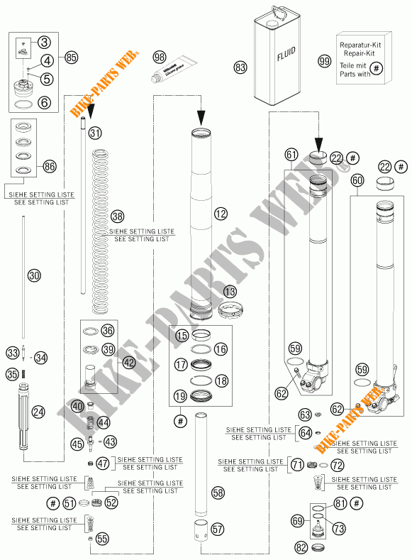 FORQUETA (PEÇAS) para KTM 450 XC-W 2015