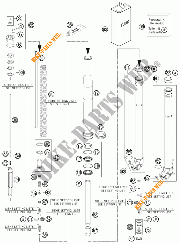 FORQUETA (PEÇAS) para KTM 450 XC-W 2014