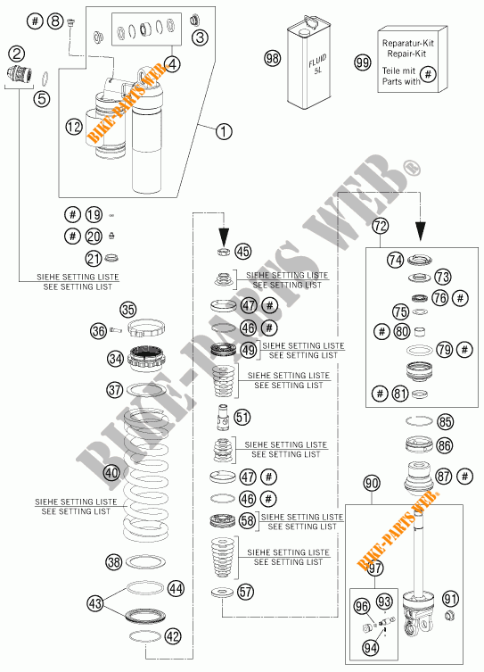 AMORTECEDOR (PEÇAS) para KTM 450 XC-W 2013