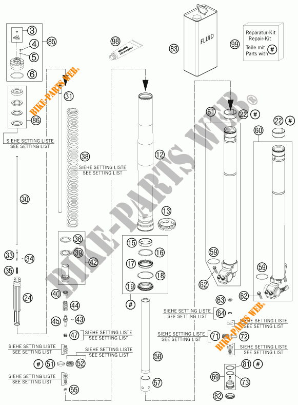 FORQUETA (PEÇAS) para KTM 450 XC-W 2013