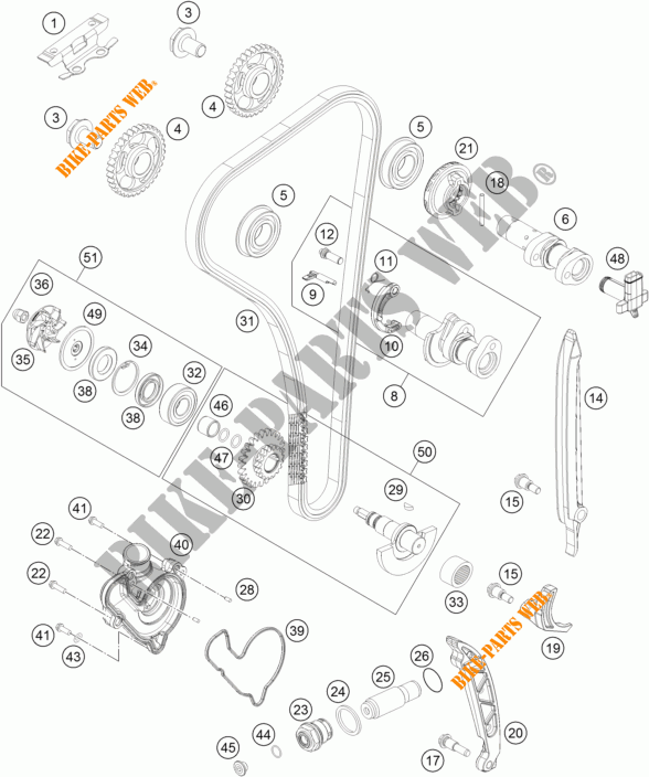 DISTRIBUIÇÃO para KTM 350 XCF-W SIX DAYS 2015