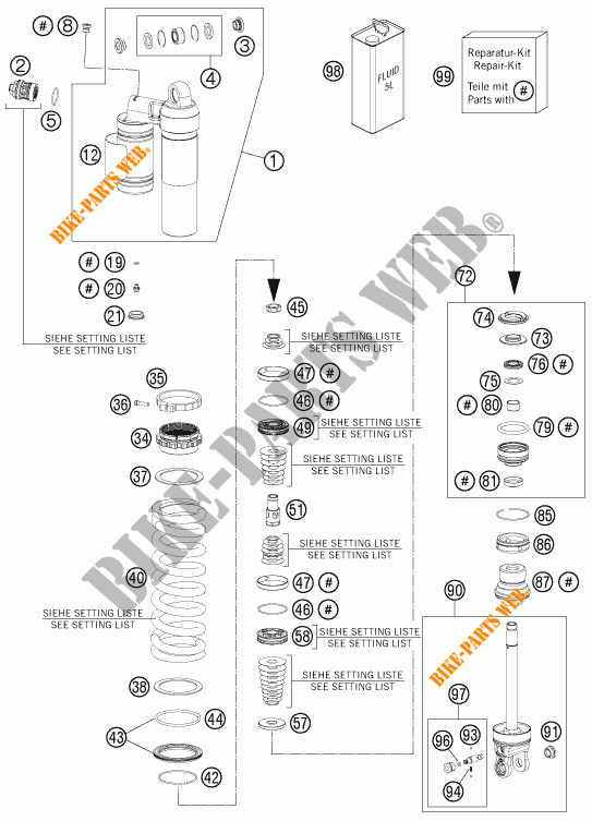 AMORTECEDOR (PEÇAS) para KTM 350 XCF-W 2016